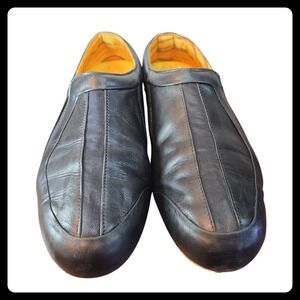 VINTAGE FILA Viceversa Women's 10 Black Leather Slip On Loafers Made Italy Y2K